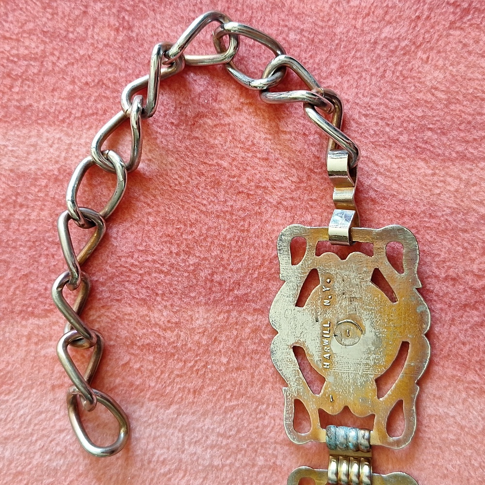 🦁Harwill NY rare lion vintage metal belt with clip and chain - Picture 6 of 15